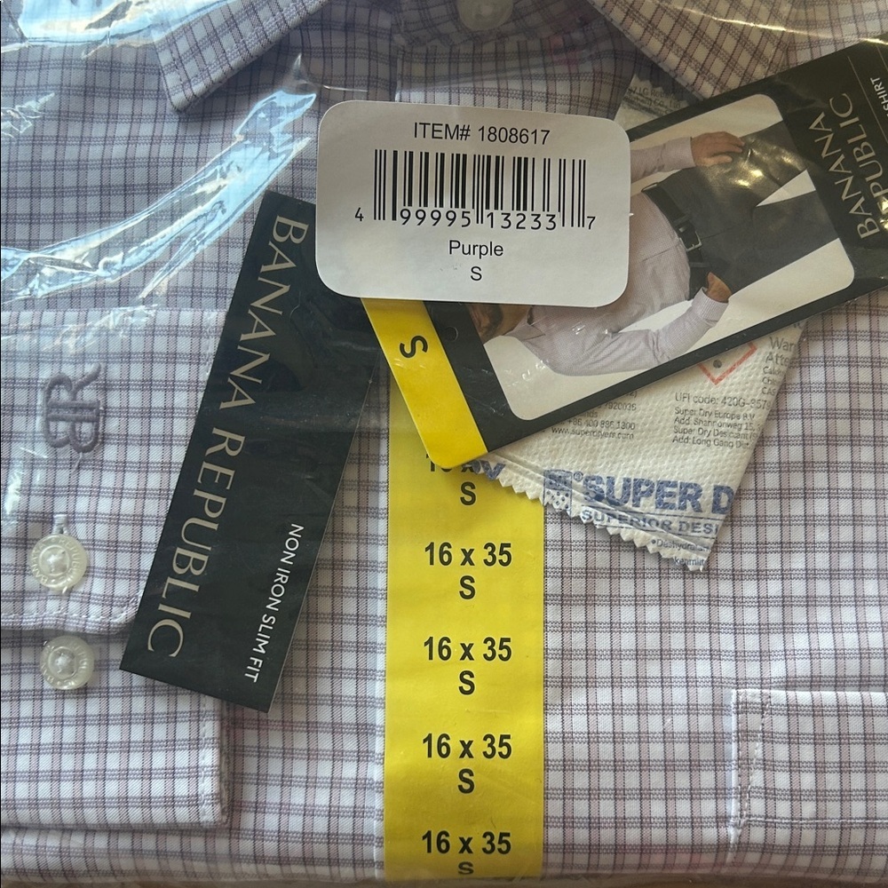 Banana Republic Men's Purple Plaid Dress Shirt - Picture 3 of 3